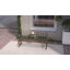 Banc d'extérieur en métal de 143 cm de large, banc de bienvenue pour porche, banc de jardin avec table rabattable et accoudoirs en forme de roue de chariot-76481828