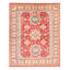 Tapis rouge en laine noué à la main de conception unique 4 pi 11 po x 6 pi 6 po nouvel âge Amelia-Lillie