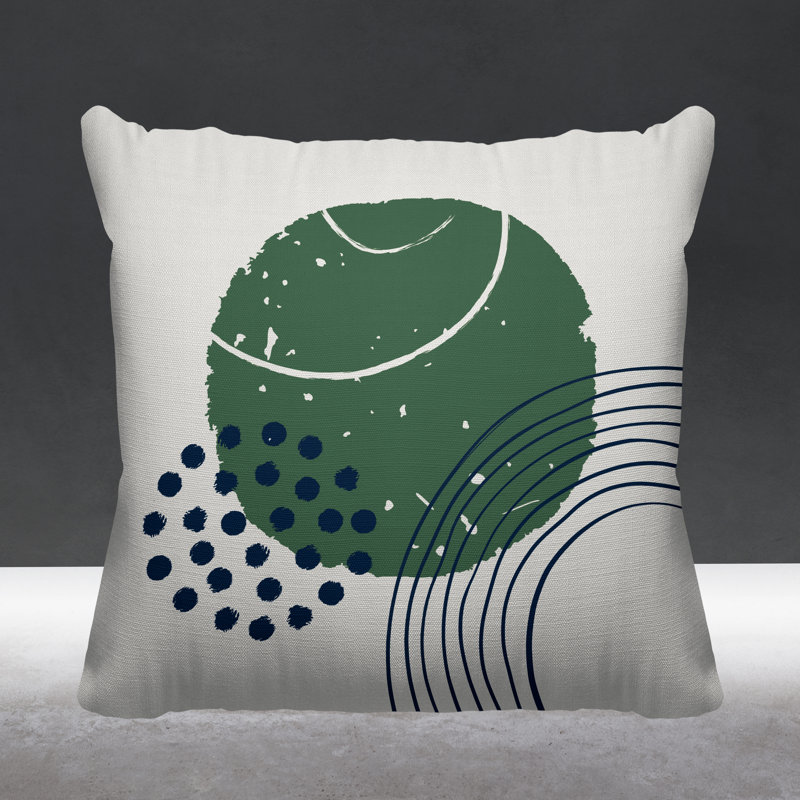Coussin décoratif intérieur / extérieur Aida Minimalist, Émeraude / bleu marine, L 15 po x H 15 po