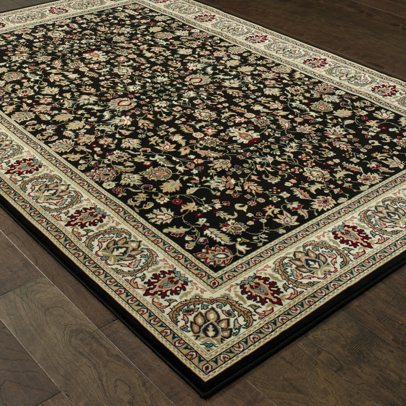 Tapis noir / ivoire Greenwich, Rectangle 9 pi 10 po x 12 pi 10 po
