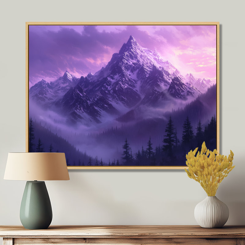 «Graydin Misty Peaks In The Twilight I - Mountains», art encadré, H 12 po x l 20 po, Reproduction avec cadre flottant