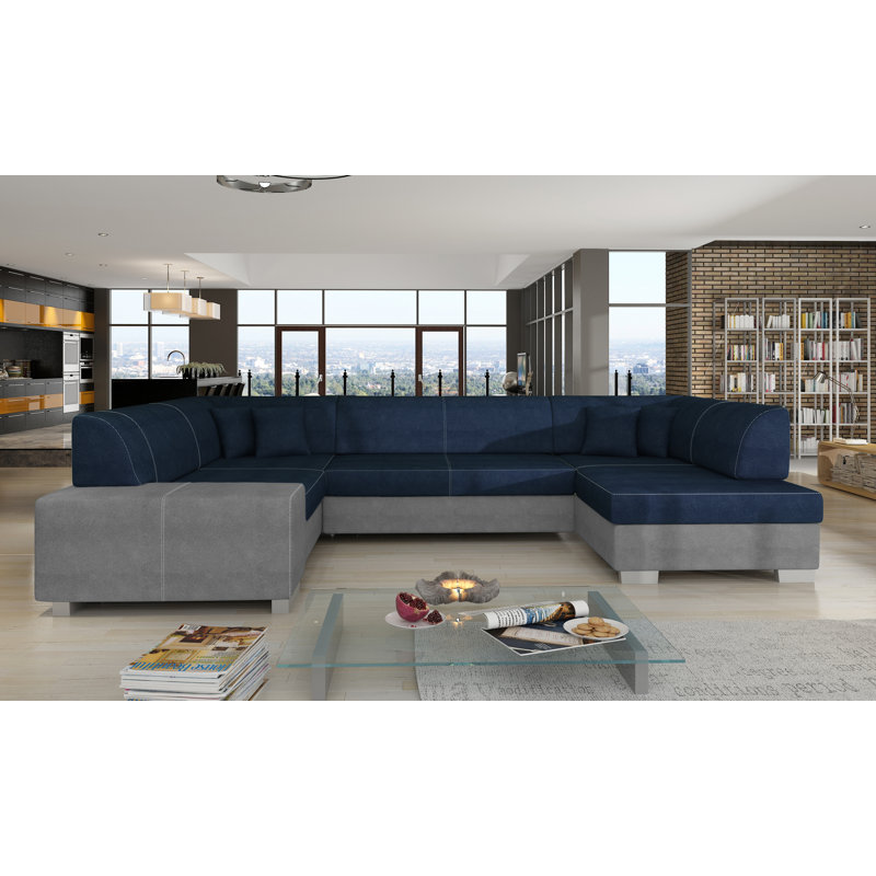 Sharmin 5 Seater Sofa Bed, Right Hand Facing, Blue/Grey
