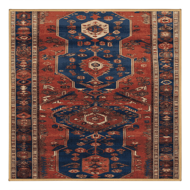 Tapis brun turc lavable à la machine, Carré 8 pi