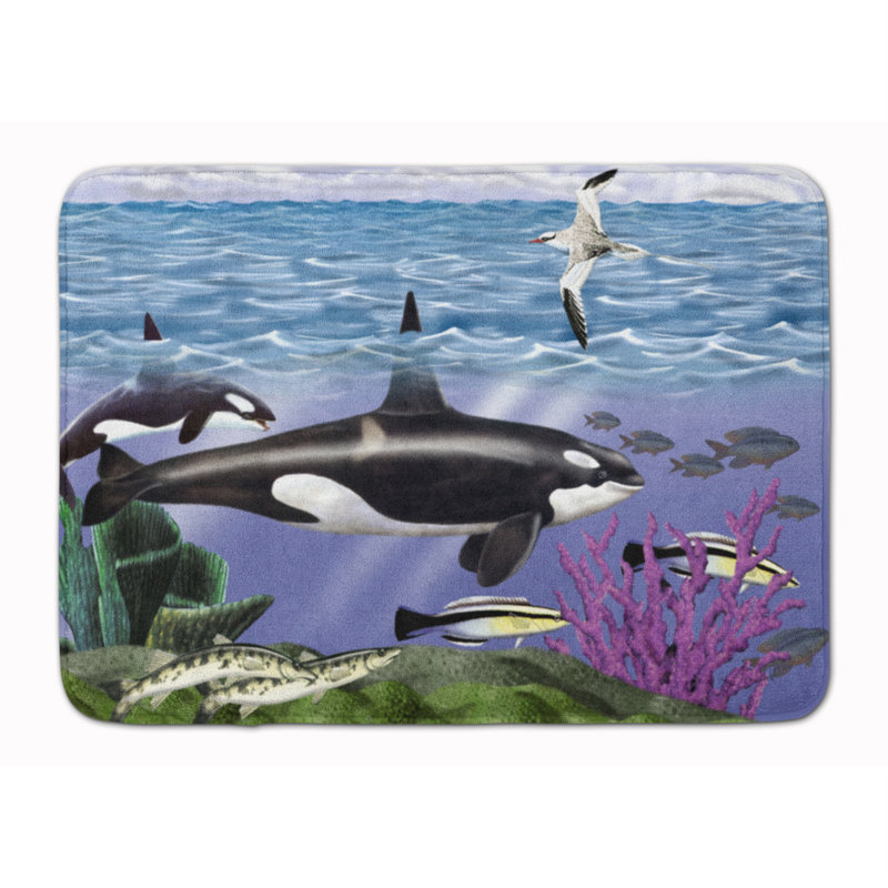Tapis pour salle de bain en mousse à mémoire de baleine orcas