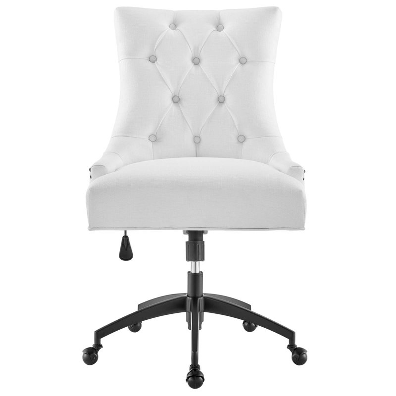 Regent Tufted Swivel Office Chair in Black & White Fabric