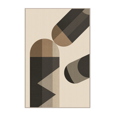 Tapis beige doux et moelleux à motif géométrique de formes géométriques minimalistes