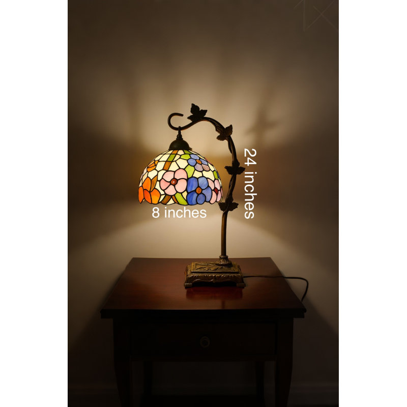 Belle lampe de chevet en mosaïque en verre coloré Tiffany, Bleu