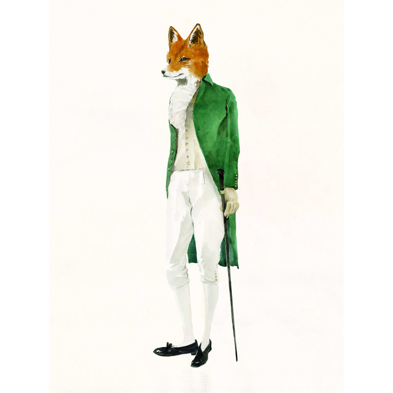 Un joli renard en vert, H 24 po x l 18 po