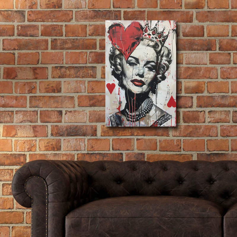 Art mural en verre épique «Queen Of Hearts» par Andreas Magnusson, H 24 po x l 16 po x P 0,2 po