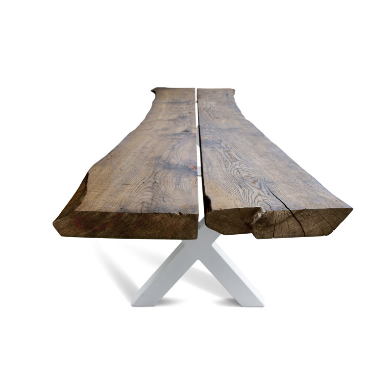 Ligram 39" Reclaimed Wood Rectangular Dining Table with Metal Base