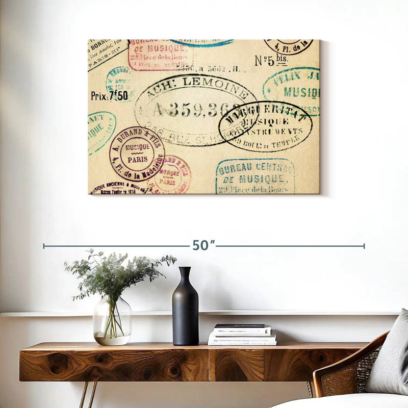 Kerner Vintage Stamps, 24" H x 36" W
