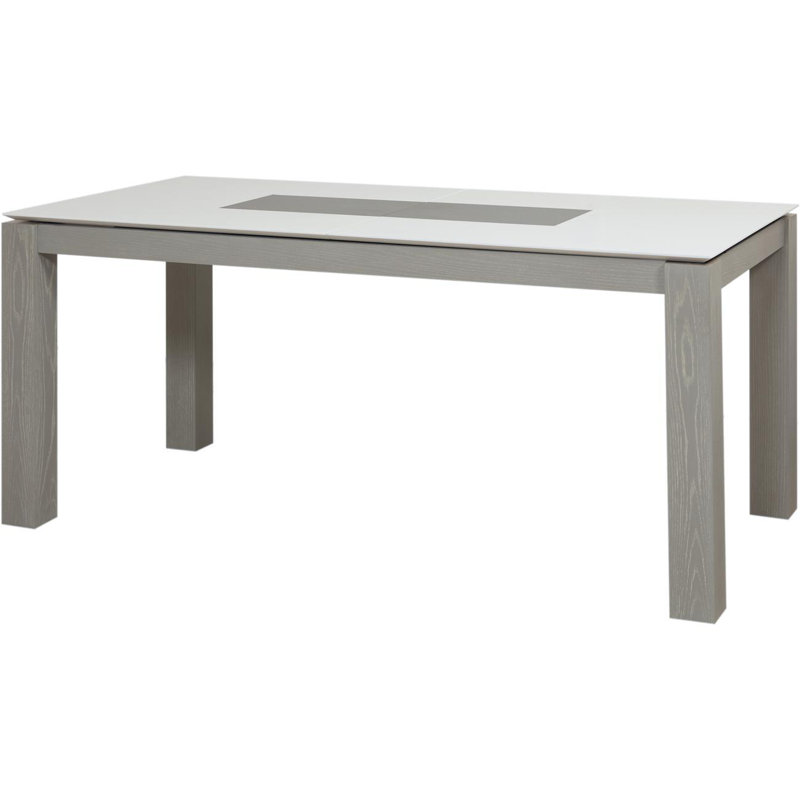 Cambria Extendable Glass Top Solid Wood Base Dining Table