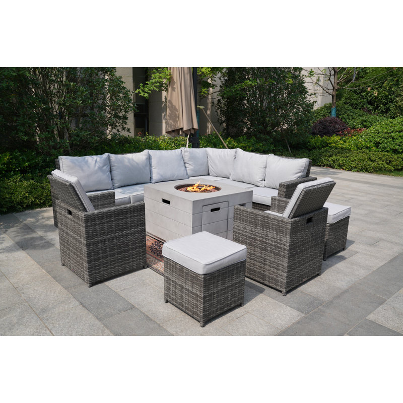 9 - Person Patio Conversation Set with Cushions