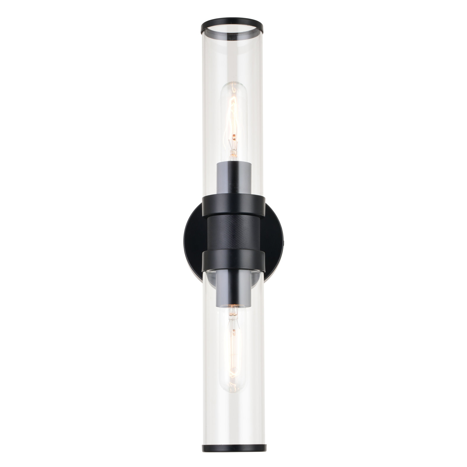 Atley 2 Light Transparent Dimmable Bath Bar, Black