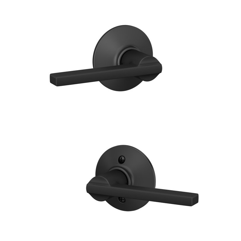 Levier de porte à clé Latitude avec rosette ronde Latitude, Noir mat