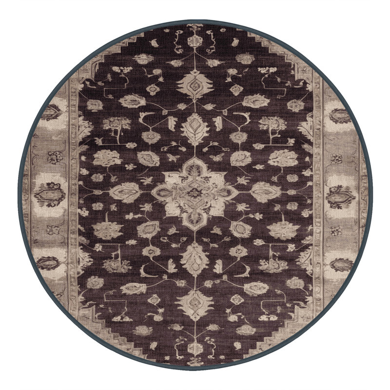 Tapis noir surteint lavable à la machine, Rond 3 pi