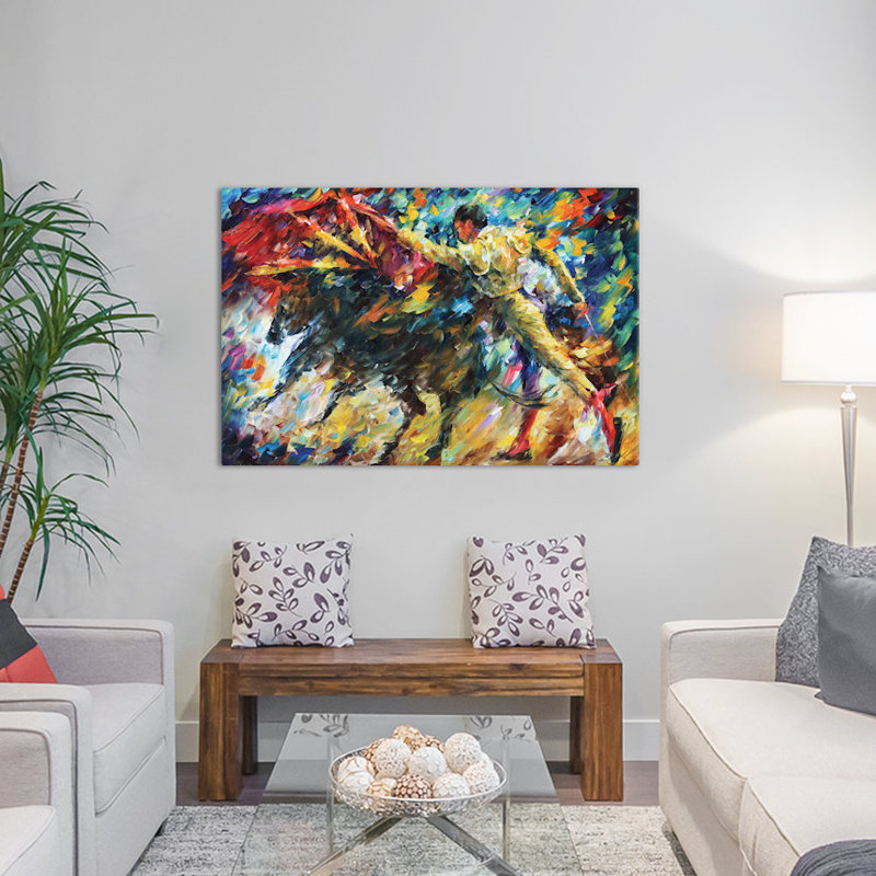 Art mural sur toile tendue corrida ii, H 26 po x l 40 po x P 1,5 po, Pas de tapis, Toile tendue