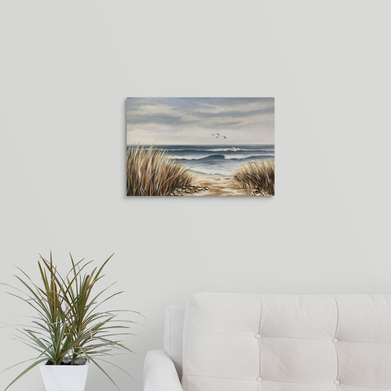 « seascape beach », peinture sur toile, Toile tendue, H 12 po x l 18 po x p 1,25 po