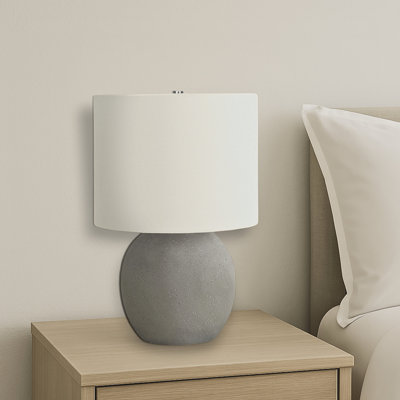 Sanne Table Lamp with Grey Concrete and Ivory/Cream Shade, 19.76'' H X 12.77'' W X 12.84'' D