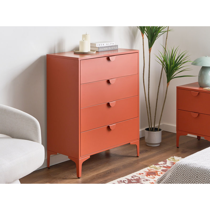 4 Drawer Chest Andreita Metal Golden Brown