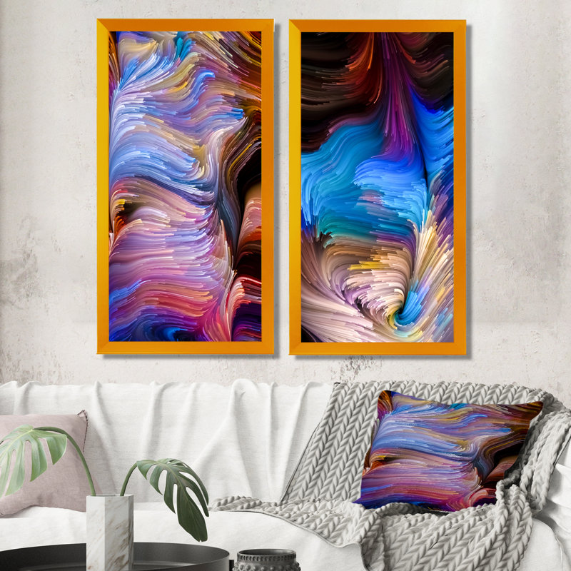 Elegance of Liquide Art - Ensemble de 2 photographies sur toile, H 20 po x l 24 po x P 1 po, Cadre photo doré