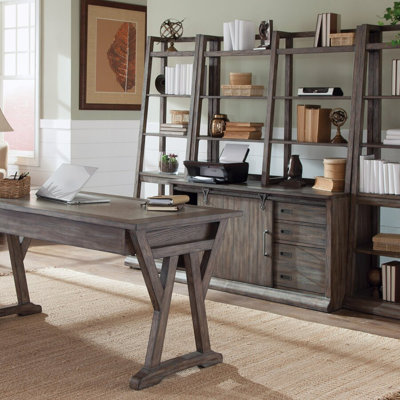 Ensemble de bureau d'écriture en bois massif avec unité de rangement