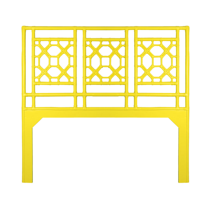 Lattice Back Open-Frame Rattan Headboard, Full, Sunflower Yellow