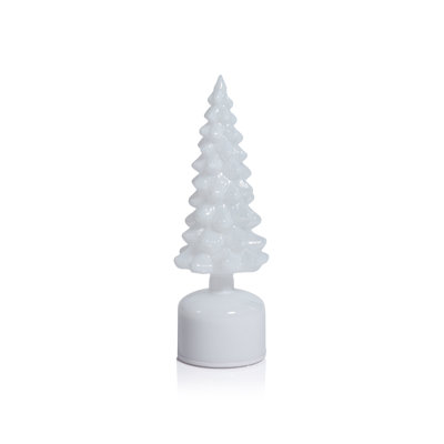 Décoration pour table de Noël en verre opale DEL blanche
