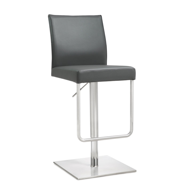Bendale Swivel Upholstered Adjustable Height Counter Stool with Metal Frame, Gray