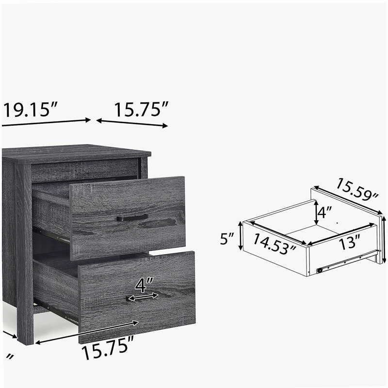 Toolless Assembly Nightstand, Dark Gray