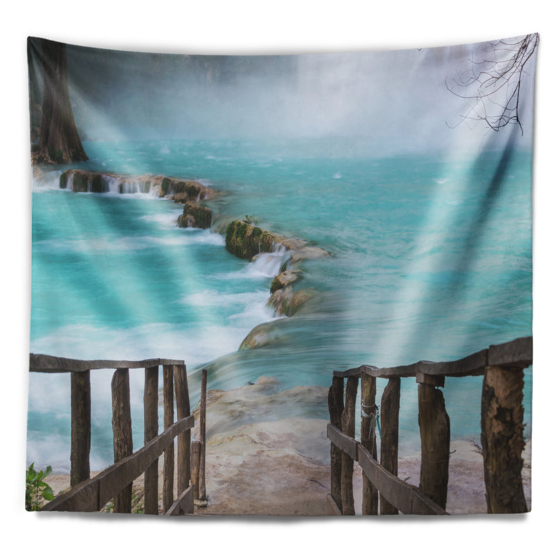 Tapisserie cascade Seaside Old Bridge into Mexico, H 50 po x l 60 po