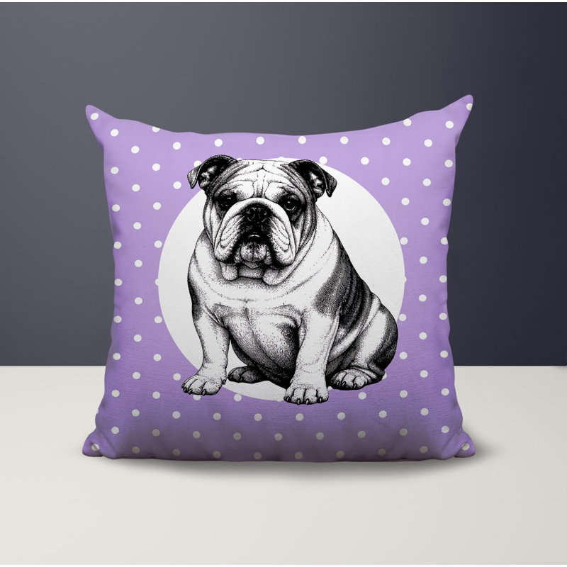 Oreiller réversible intérieur / extérieur Bulldog, 18x18, Lavande