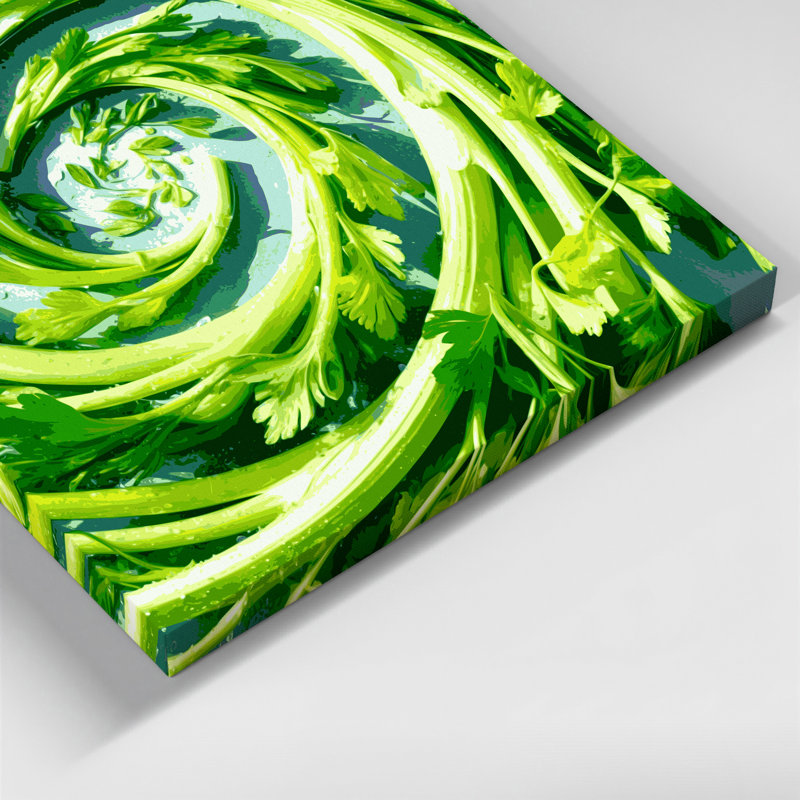 Légumes, art mural sur toile vert céleri, H 12 po x l 18 po