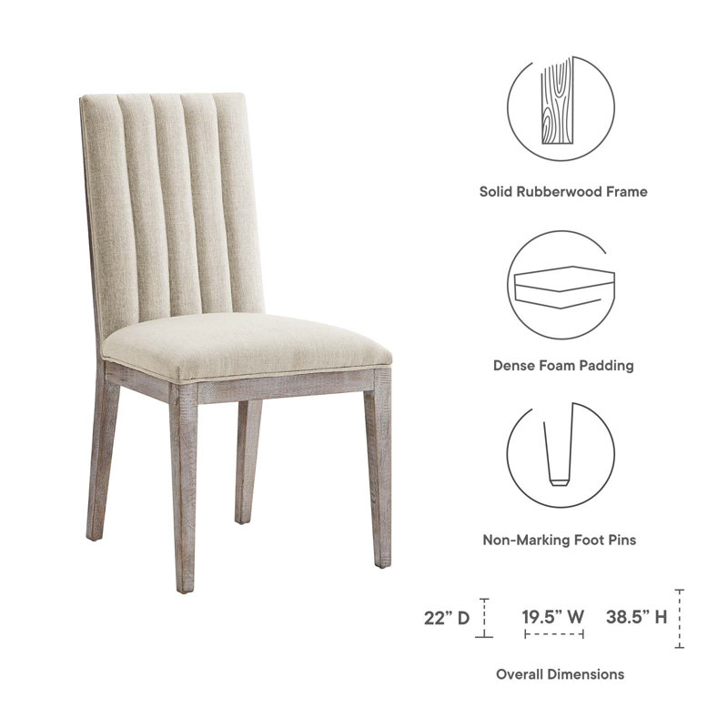 Maisonette French Vintage Tufted Fabric Dining Side Chair, Beige