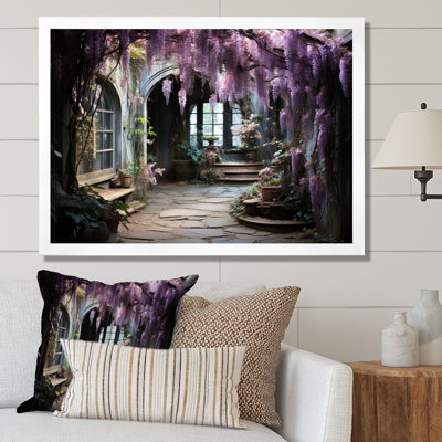 «Japon Art Mauve Wisteria Archway II», reproduction d'art sur toile encadrée