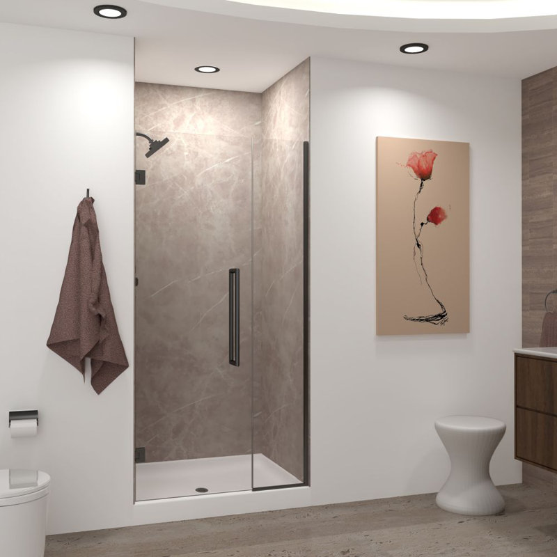 Elizabeth Matte Black 42" x 76" Frameless Shower Door with Clear Glass