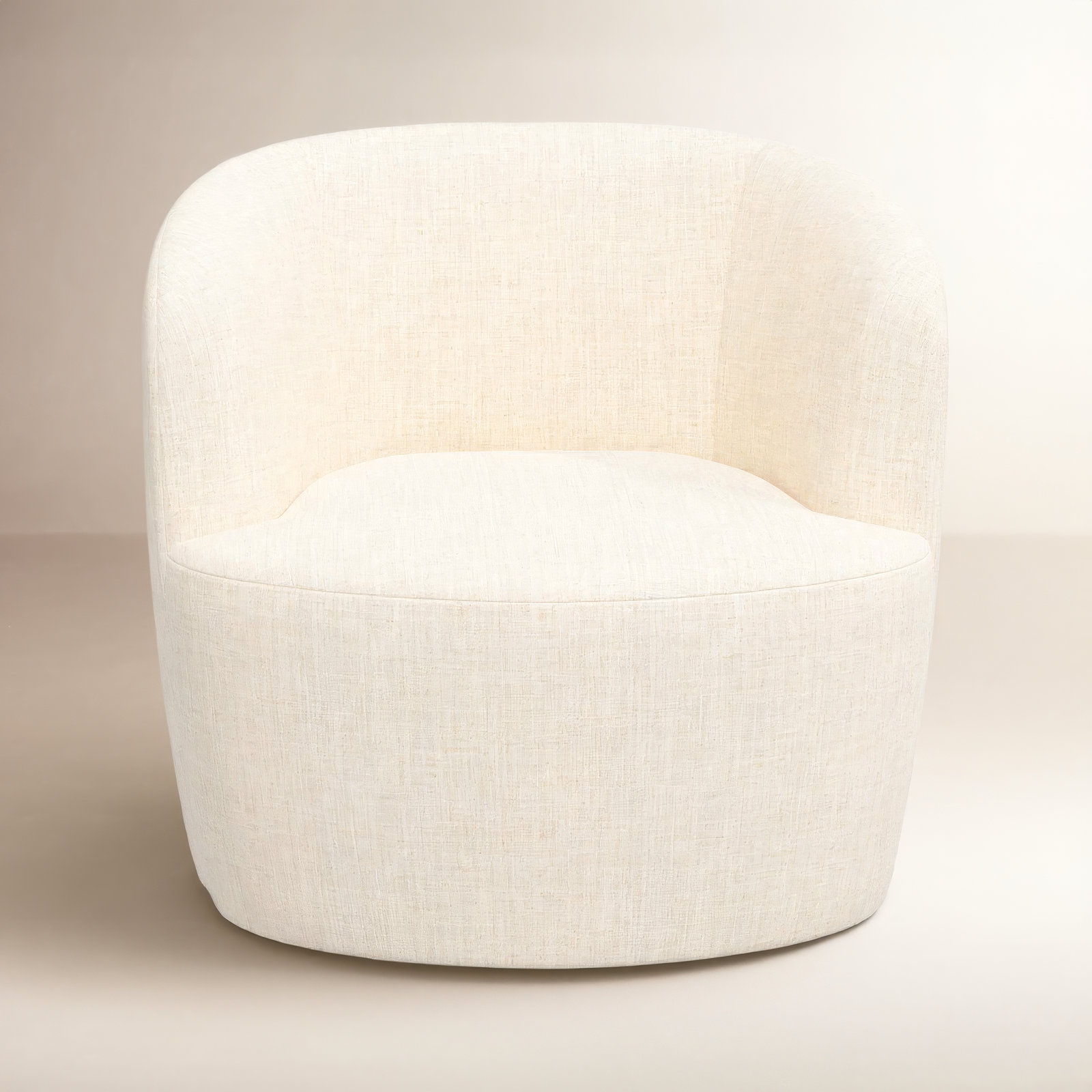 Mina Swivel Barrel Chair, Classic Talc Linen