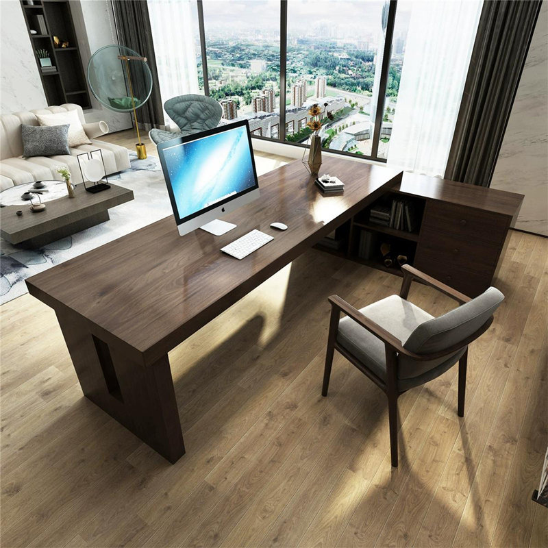 Bureau d'angle en bois massif en forme de L, Oui, H 29,53 po x l 94,49 po x P 59,06 po