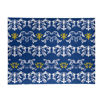 Tapis bleu marine / blanc Damask