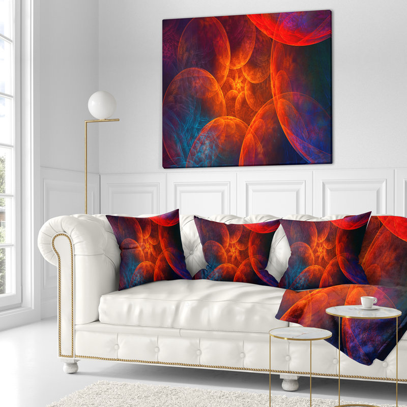 Ciel biblique avec nuages - coussin imprimé abstrait, 16 po x 1 po, Coussin décoratif, rouge