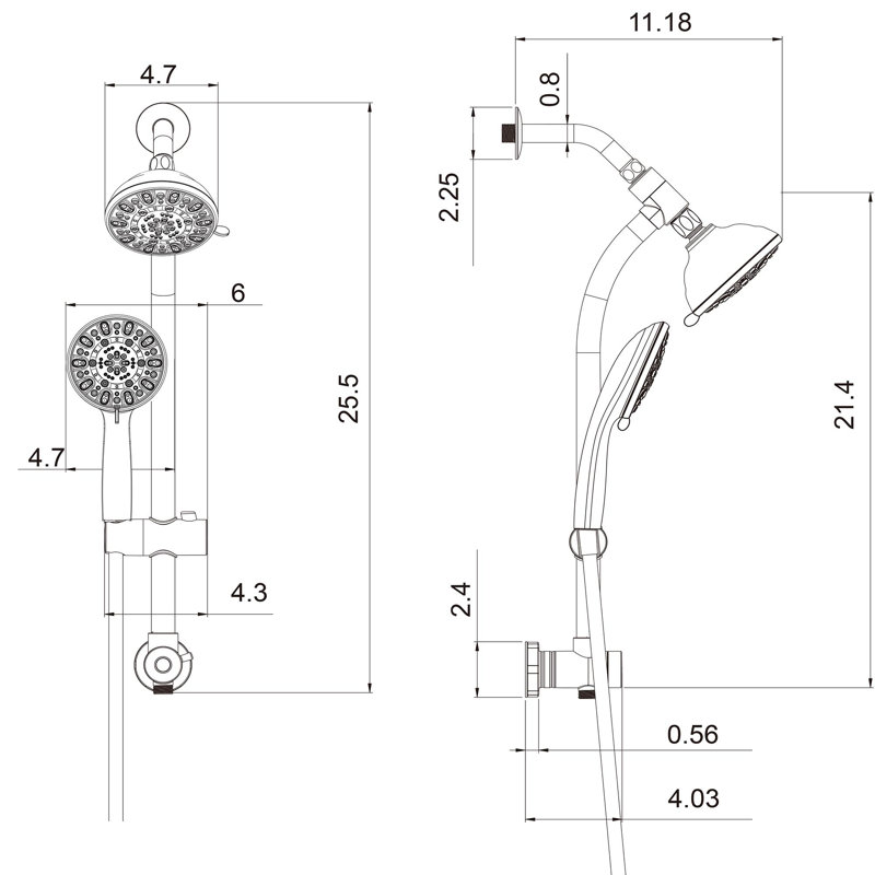Multi-functional dual shower head shower, Chrome
