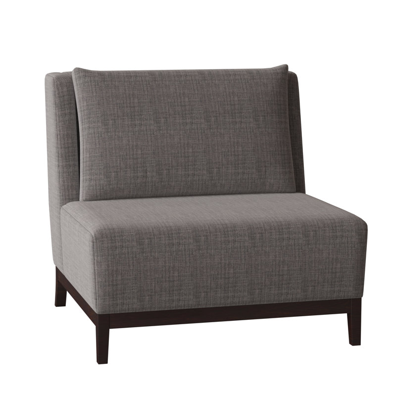 Barton Upholstered Slipper Chair, Gray, Black Walnut