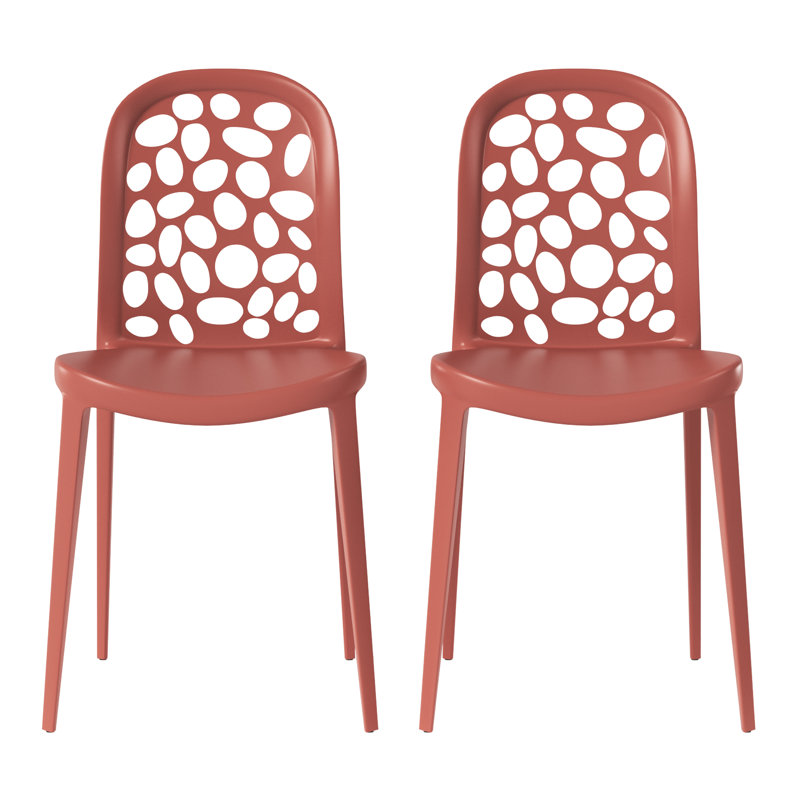 Chaise de salle à manger d'extérieur empilable (ensemble de 2), Rouge