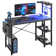 Johnothan Computer Desk with 4 Tiers Shelves, LED, 44" Office Desk with Storage Bag & Printer Shelf