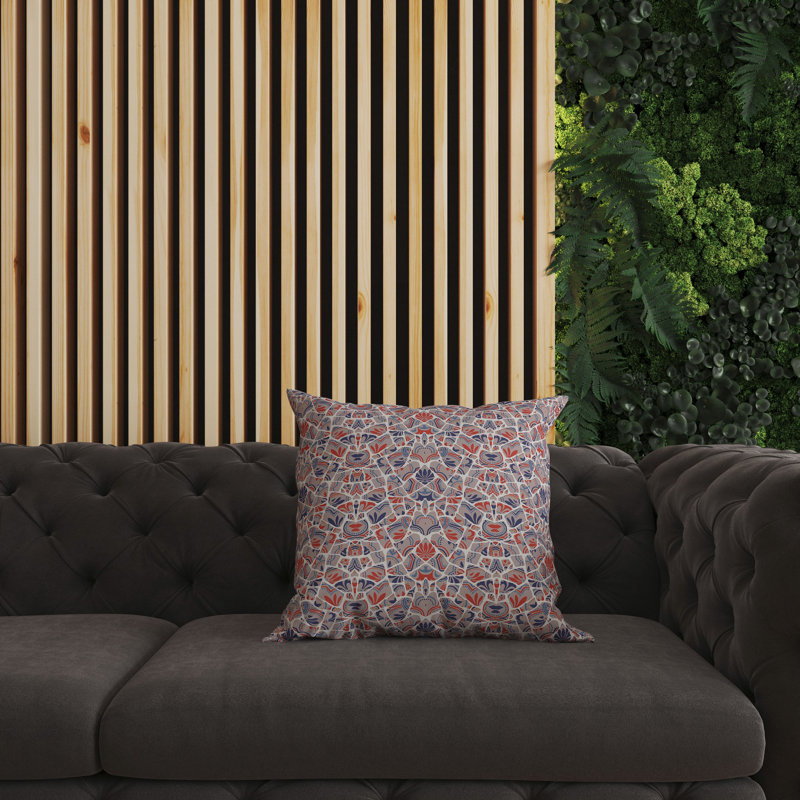 Coussin décoratif intérieur / extérieur Wildflower Lagoon Floral, H 16 po x l 16 po, Bleu / blanc / rouge