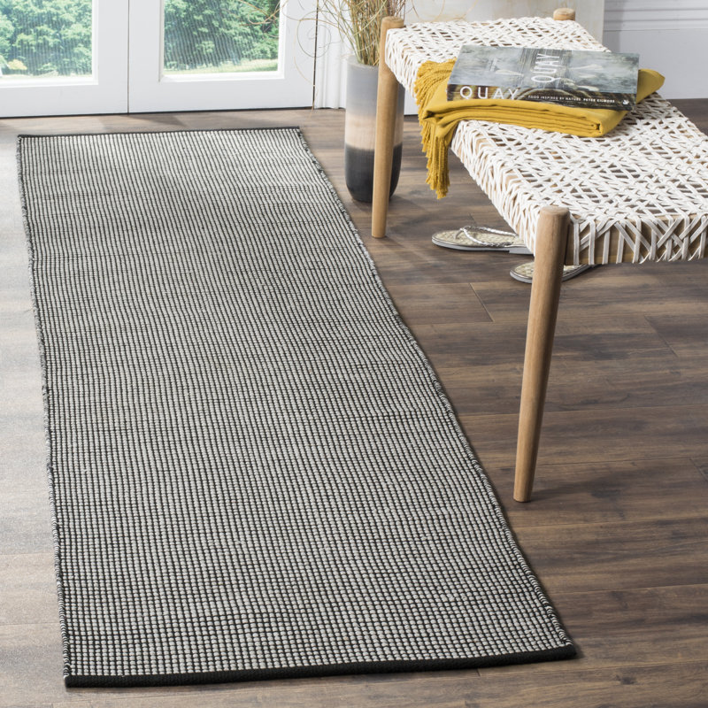 Tapis en coton tissé à la main Cayman, Tapis de couloir 2 pi 3 po x 12 pi