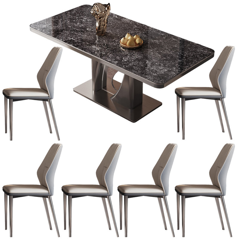 Ensembles de table de salle à manger simple et moderne de style italien, Noir, noir, noir, noir