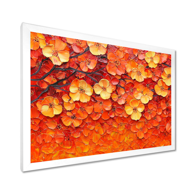 Coucher de soleil sur les fleurs de pommier II, H 34 po x l 44 po, Reproduction encadrée d'une seule photo sans pass, Blanc