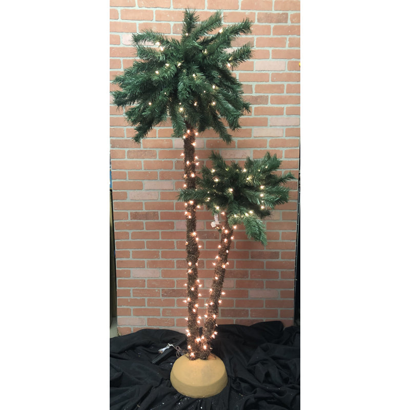 Arbre de Noël artificiel vert 6 pi avec 175 lumières blanc chaud Palm