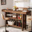Table de bar moderne à 2 niveaux avec repose-pieds et bar pour la maison-1933992338